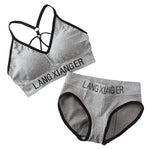 Cotton Underwear Set for Women, including Seamless Sports Bra and Solid Color Panties - Alt Style Clothing