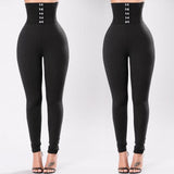 High-Waisted Solid Black Fitness Leggings - Ankle Length Stretchy Pencil Design for Fashion and Function