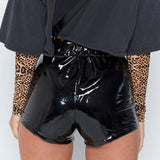 Gothic PVC Wet Look Mini Shorts - High-Waist Dance Club Rock Hot Pants - Alt Style Clothing