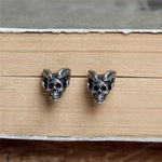 Silver Creative Retro Evil Satan Skull Stud Earring Trendy Street Punk Style Earrings