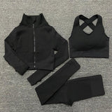 2/3PCS Seamless Yoga Set - Long Sleeve Crop Top and High - Alt Style Clothing