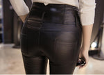 Elevate Your Style with our PU Leather Velvet Trousers Elastic Pencil Skinny Pants - Alt Style Clothing