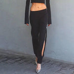 Harem Pants Black Casual High Waist Side Zipper Open Loose Trousers - Alt Style Clothing