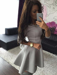 Casual Three Quarter Sleeve Mini Dress With O-Neck Autumn - Alt Style Clothing