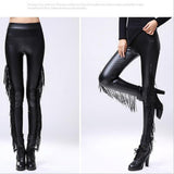 Gothic Leggings for Women - Sexy Gothique Punk Rock Style with Tassel Fringe and Steampunk Design - Warm and Comfortable