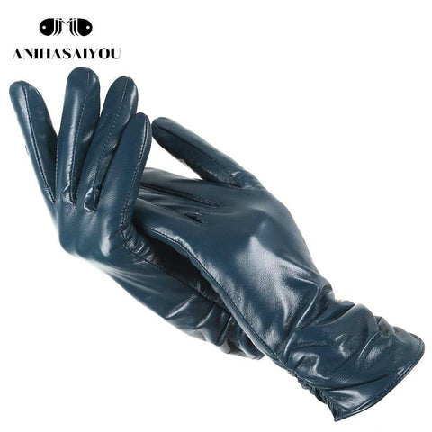 Classic pleated leather gloves