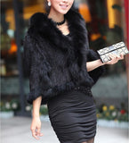 Fur Wrap with Knitted Fur Shawl Collar - Alt Style Clothing