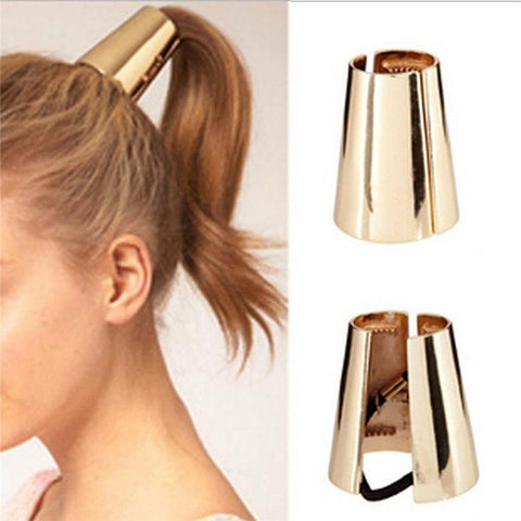 Metal Hair Cuff Ponytail Clip Tie Holder Hair Band Elastic Wrap - Alt Style Clothing