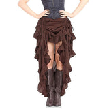 Get Gothic Glam with our Victorian Steampunk Midi Skirt - Sexy High-Low Ruffles and Vintage Flair
