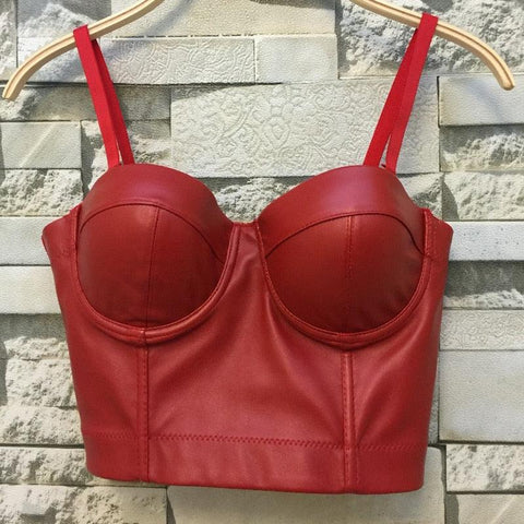 Sexy Leather Bralette Crop Top - Perfect for Punk, Goth and Clubwear - Alt Style Clothing