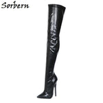 Sorbern Matte Pointed Toe Over The Knee High Heel Custom Length Gothic Boots - Alt Style Clothing