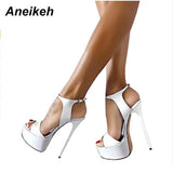 Make a Bold Statement with Style Sexy 16cm Women's High Heels Sandals Open Toe Buckles Nightclub Party Shoes - Alt Style Clothing