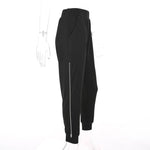 Harem Pants Black Casual High Waist Side Zipper Open Loose Trousers - Alt Style Clothing