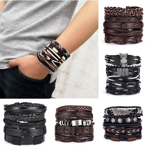 Leather Braid Bracelets Handmade Rope Wrap Bracelet
