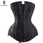 Floral Long Torso Overbust Corset for Waist Shaping - Alt Style Clothing