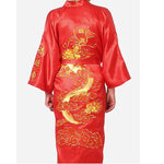 Chinese Dragon Embroidery Satin Silk Kimono Bath Gown for Men - Alt Style Clothing