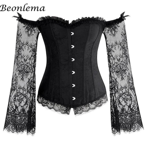 Overbust Corset Lace Corset Victorian Steampunk Bustier Tops - Alt Style Clothing