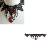 Unleash Your Inner Vampire with Victorian Gothic Red Rhinestone Charms Vampire Maxi Necklace Choker - Alt Style Clothing
