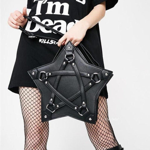 Dark Gothic Pentagram Shoulder Bag