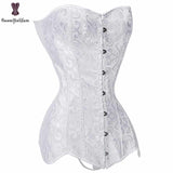 Floral Long Torso Overbust Corset for Waist Shaping - Alt Style Clothing