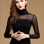 Women's Sexy Long Lace Top - Casual Style with Long Sleeves