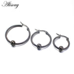 Stainless Steel Small Ball Big Hoop Earrings - Alt Style Clothing