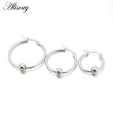 Stainless Steel Small Ball Big Hoop Earrings - Alt Style Clothing
