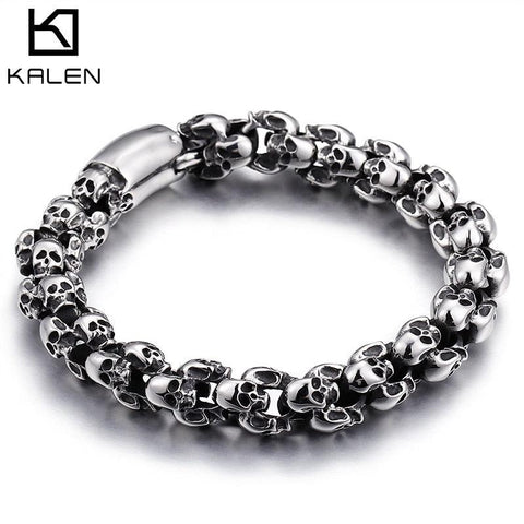 Stainless Steel Shiny Skull Charm Link Chain