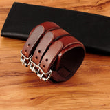 Accessorize with Attitude: Adjustable Genuine Leather Cuff Bracelet Punk Rock Jewelry - Alt Style Clothing