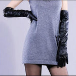 Lady Fashion High Quality PU Leather Female Long Style Elbow Gloves - Alt Style Clothing