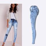 Low Waist Sky Patchwork Skinny Tight Jeans - Alt Style Clothing