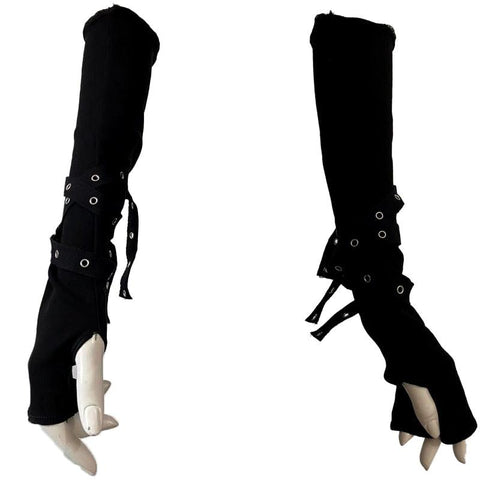 Gothic Eyelet Ribbon Elbow-Length Outsleeve Gloves for Dark and Cool Girls - Alt Style Clothing