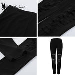 Gothic Lace Shredded Leggings - Sexy and Slim Mid-Waist Workout Wear