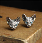 Vintage Sphink Cat Punk Animal Gothic Stud Earrings - Alt Style Clothing