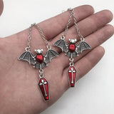 Gothic Punk Bat, Cross Coffin Earrings - Alt Style Clothing