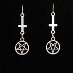 Inverted Pentagram Earrings Satanic Jewelry - Alt Style Clothing