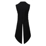 Gothic Steampunk Velvet Vest Medieval Victorian Double Breasted Suit Tail Coat Stage Cosplay