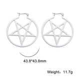 Stainless Steel Satanic Pentagram Hoop Earrings - Alt Style Clothing
