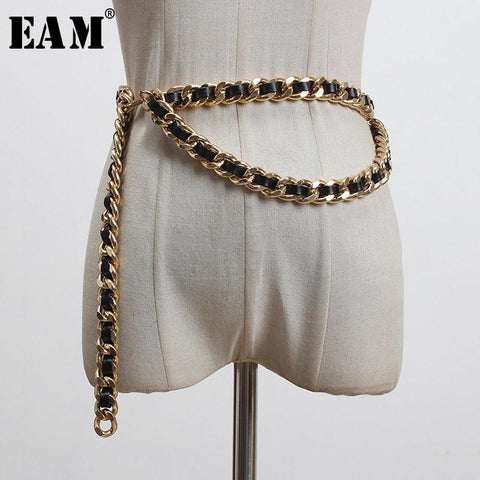 Metal Chain Split Joint Long Belt - Alt Style Clothing