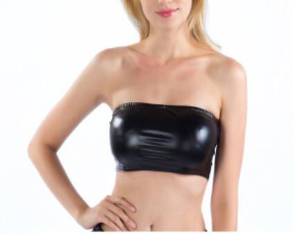 PU Leather Tube Tops Solid Sleeveless Crop Tube Top - Alt Style Clothing
