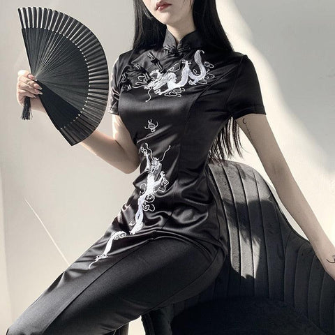 Gothic High Waist Bandage Midi Women Bodycon Short Sleeve Party Dress - Alt Style Clothing