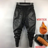 Idopy Men's Faux Leather Harem Pants