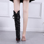 Gothic Knee High Knight Boots With Thick High Heel - Alt Style Clothing