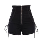 Rosetic Gothic Denim Shorts for Women - High-Waist with Sexy Bandage and Lace-Up Detailing - Alt Style Clothing