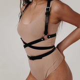 Gothic Leather Body Harness - Cage Leg, Thigh Garter, and Suspender Belt for Alternative Lifestyles - Alt Style Clothing