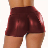 Shiny Faux Leather Bodycon Shorts - Elastic Waist Fetish Trunks with Wetlook - Alt Style Clothing