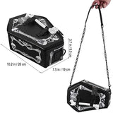 Black Pu Leather Shoulder Bag with Skull Coffin Casket Shaped Clutch with Chain Strap - Alt Style Clothing