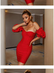 Glamaker Red Pleated Sexy Strapless Bodycon Backless Midi Dress - Alt Style Clothing