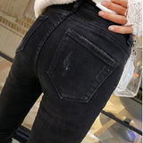 Sequined Hole Jeans for Women - Alt Style Clothing