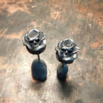 Retro Skeleton Death Rose Stud Earrings - Alt Style Clothing